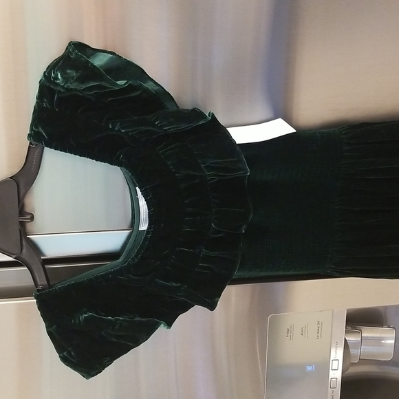 💕HILL HOUSE💕 The Akilah Nap Dress ~ Emerald Green Velvet Small S NWT - Picture 12 of 16